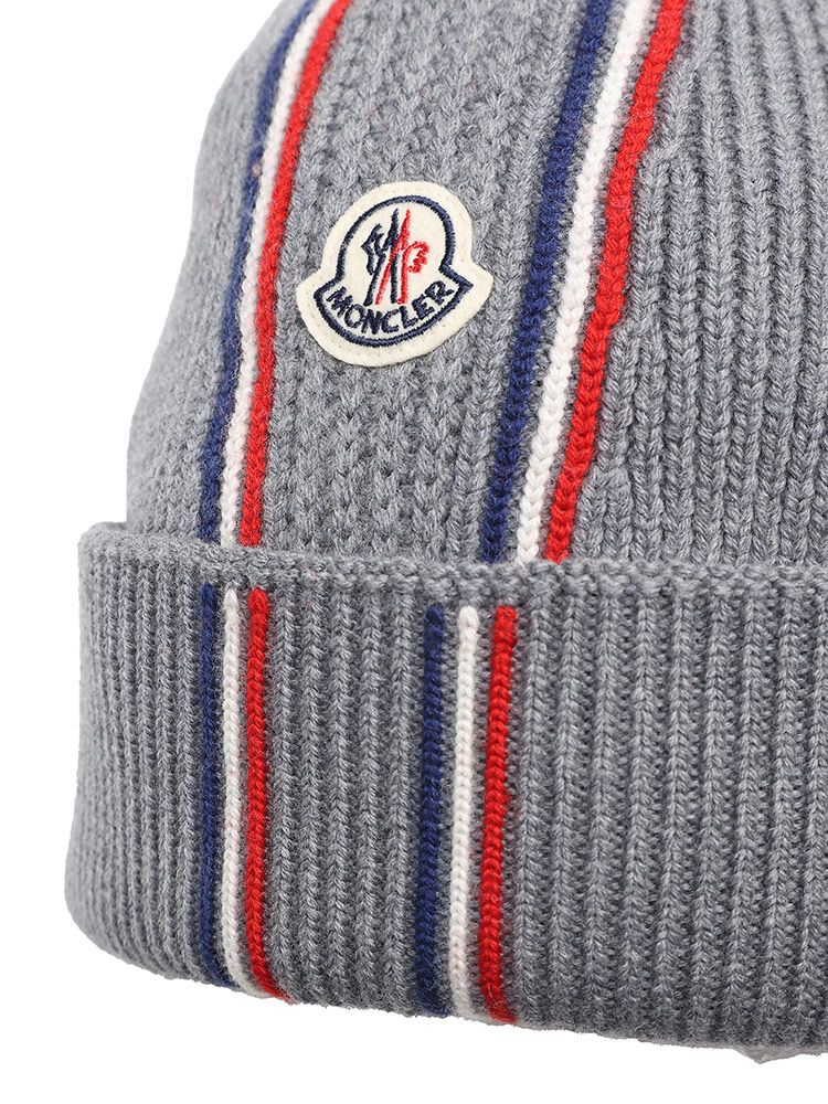 モンクレール MONCLER ロゴ トリコロール ニット帽 MONCLER (モンクレール) ロゴ トリコロール ニットキャップ