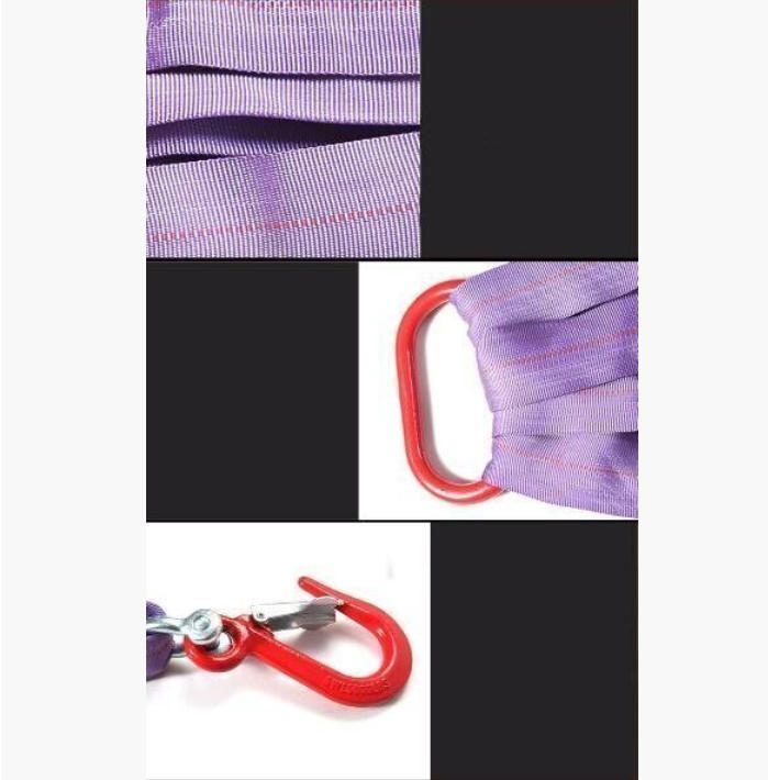 建築 土木用 ベルトスリング 4点吊りスリングベルト 玉掛け 合金鋼製フック付き リング付き ポリエステル製 1m 耐荷重3t