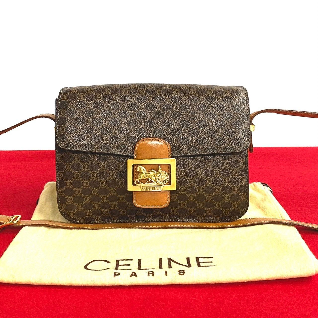 極 美品 袋付き CELINE セリーヌ マカダム ブラゾン トリオンフ 柄 