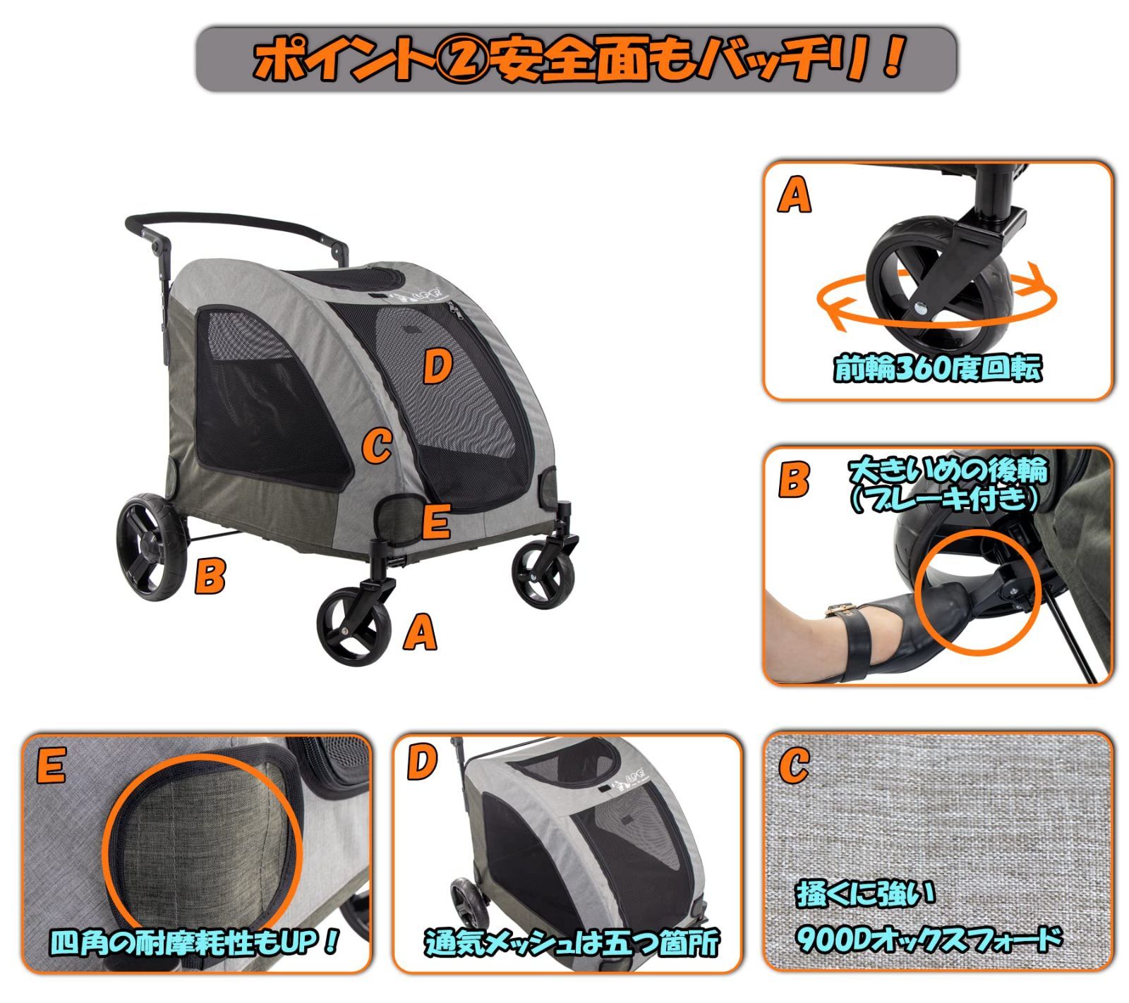 色: ブルー】GPR ペットカート 犬用ベビーカー 犬 カート 猫 バギー 大