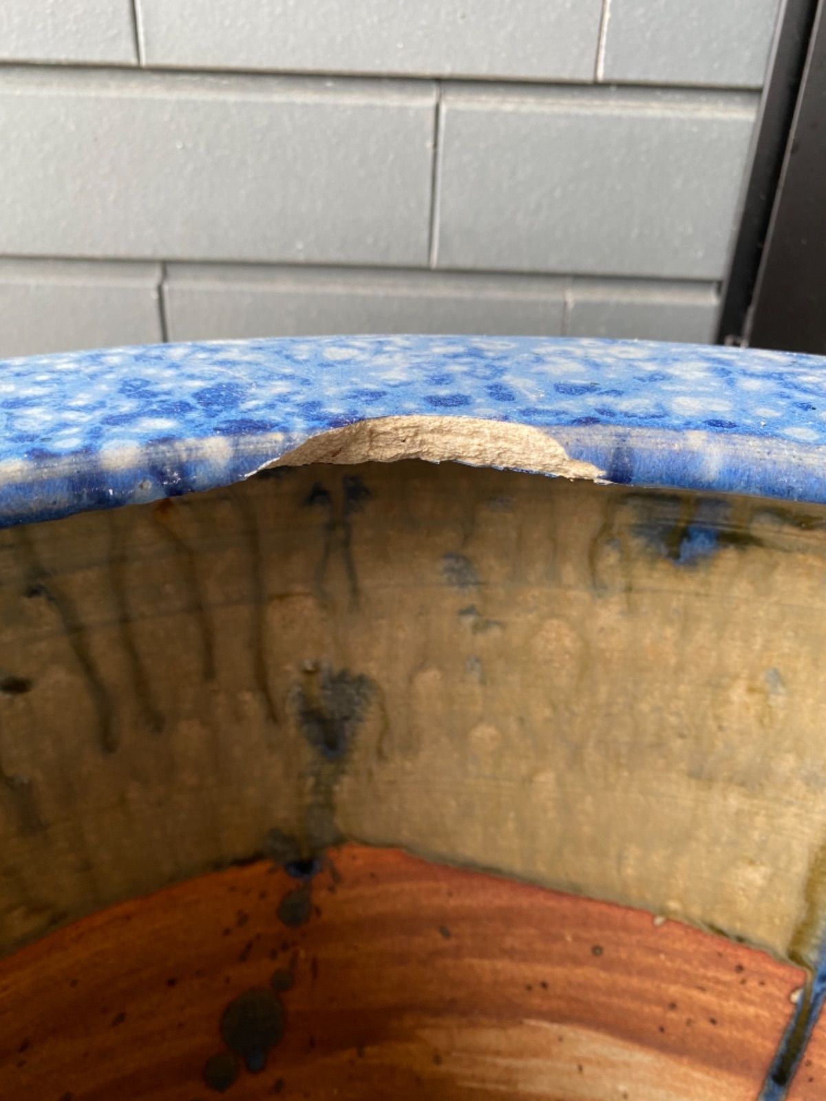 火鉢　水瓶　青　瓶　かめ　水鉢　睡蓮鉢　メダカ鉢　陶器　インテリア　日本庭園　古民具　アンティーク