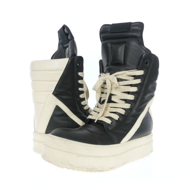 リックオウエンス Rick Owens 24AW MEGA GEOBASKET メガジオバスケット ハイカットスニーカー 靴 41 ブラック/ミルク 黒 RU02D6855LCO 国内正規