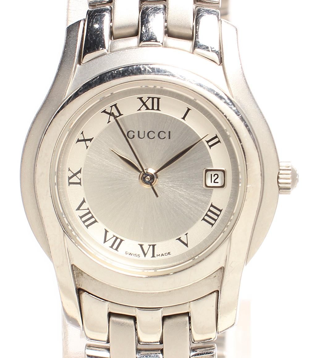 訳あり グッチ 腕時計 デイト クオーツ シルバー 5500 L レディース GUCCI