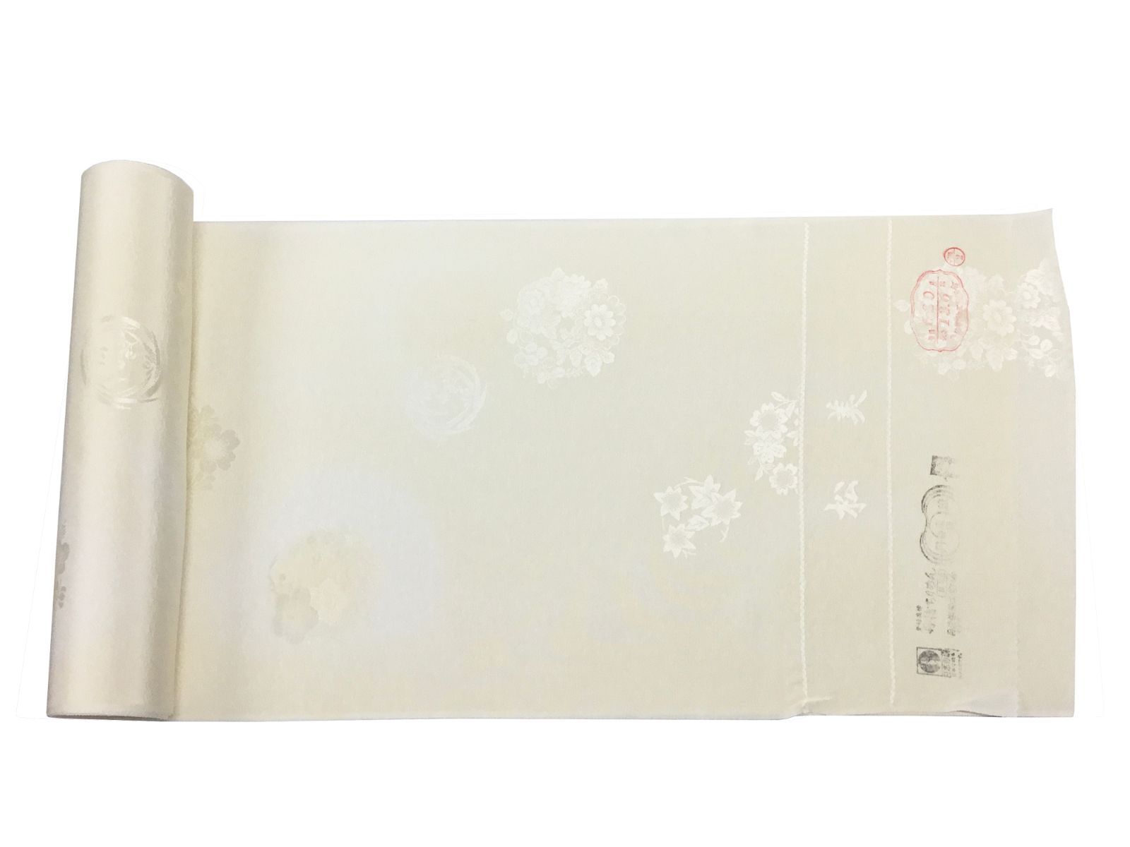 未仕立て品 正絹 楊柳 色長襦袢 松美 乳白色 桜 梅 菊 紅葉 地紋様 訪問着 や 色無地 など フォーマル な着物 じゅばん 反物 26442