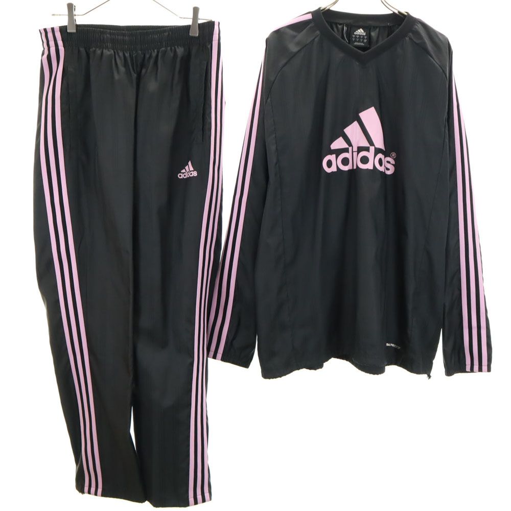 adidas アディダス ストライプ柄 長袖 ピステ 上下 セットアップ O/L ブラック メンズ 古着
