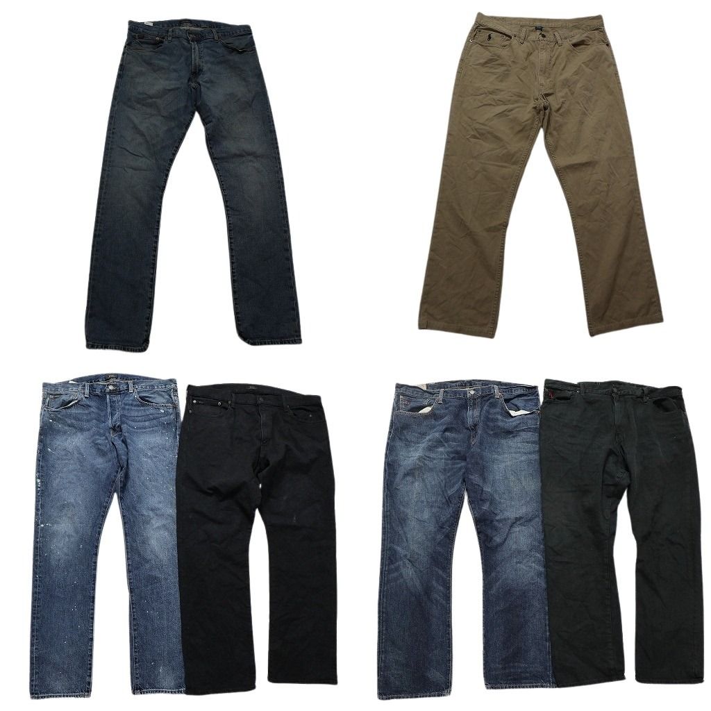 古着卸 まとめ売り ラルフローレン デニムパンツ 6枚セット メンズ 36 |38 |40 |42 ブラック カラー フェード ペイント 古着 NC1355