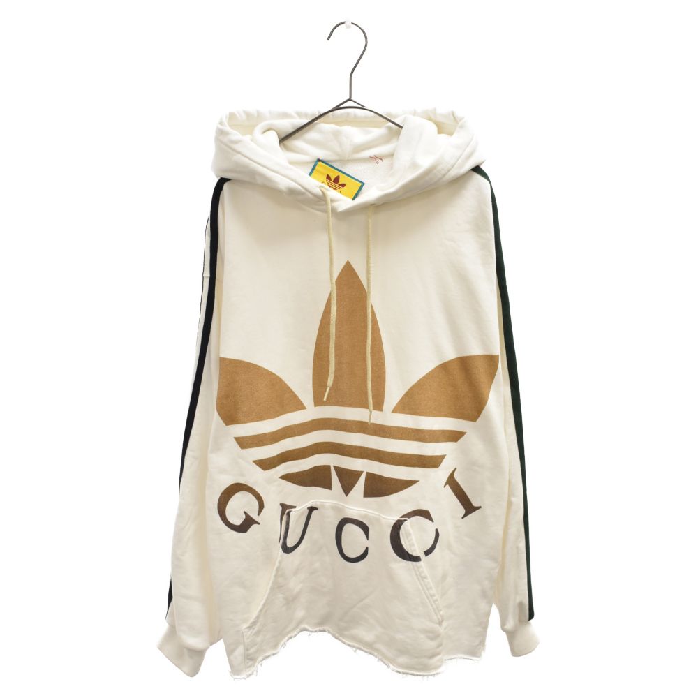 GUCCI (グッチ) ×adidas ロゴプリントスウェットプルオーバーパーカー