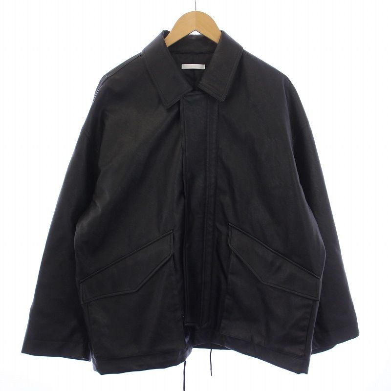 ウィム バイ リドム WYM LIDNM ARTIFICIAL GRAIN MILITARY BLOUSON フェイクレザージャケット ジップアップ  S 黒 ブラック WYJK715 /BM