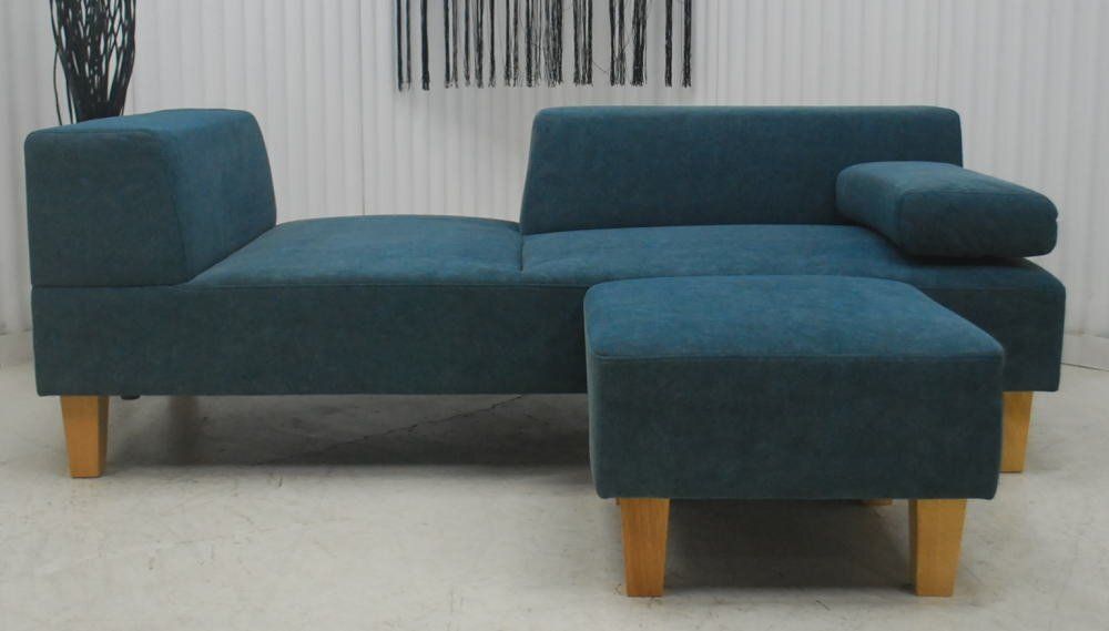 アウトレット 現品限り 一部 大 ファブリック ３人掛け 布製 ソファー オットマンセット ブルー WWW_USTAUSTRALIA_COM_AU