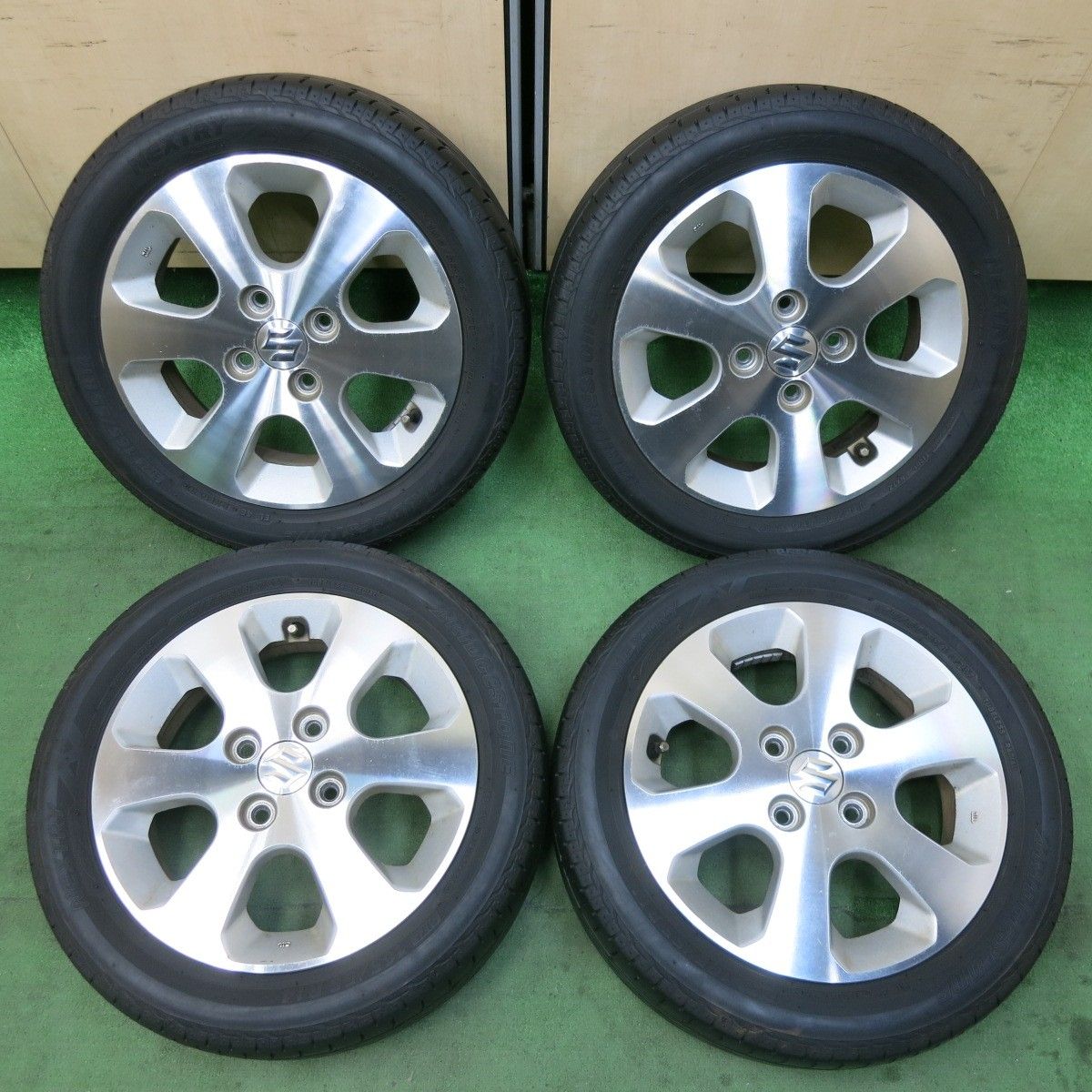 ホンダ軽自動車純正アルミホイールとBSエコピアネクストリー165/55.14インチ残ミゾ充分あり！ ホンダ軽自動車純正アルミホイールとBSエコピアネクストリー165/55.14