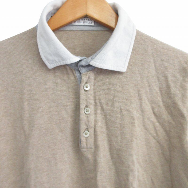 【極美品✨】ブルネロクチネリ　ポロシャツ　バイカラー　コットン　イタリア製　48 BRUNELLO CUCINELLI（ブルネロクチネリ） 半袖ポロシャツ