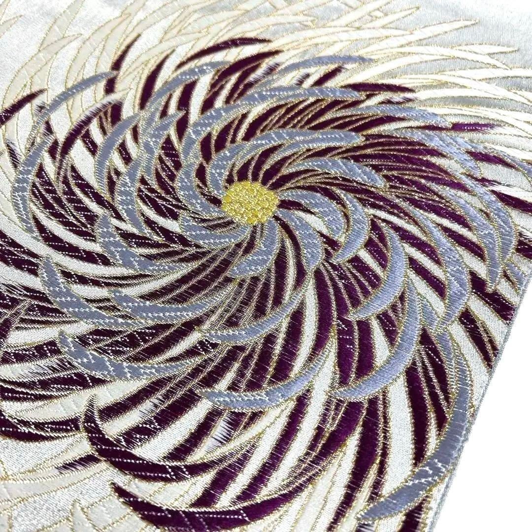 未着用 西陣織 唐織 銀地 乱菊 振袖帯 袋帯 着物 114a p - メルカリ 