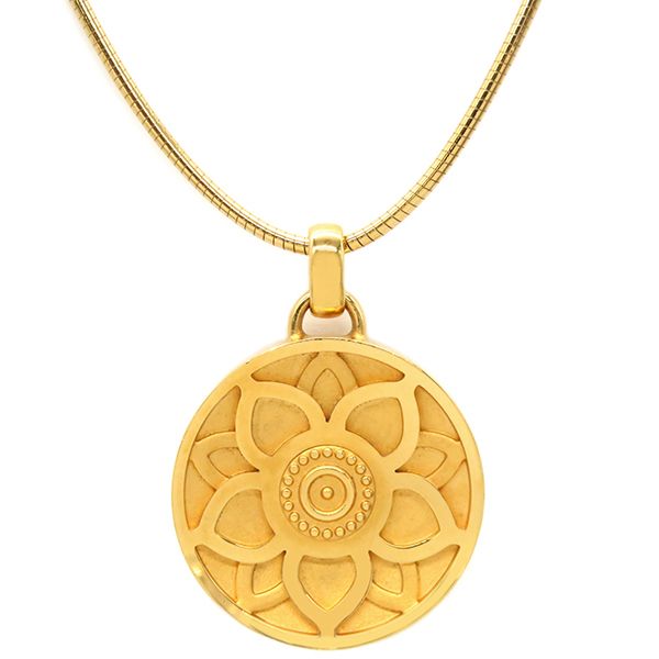 【正規品】HERMES ロータスフラワー　蓮の花　ネックレス　新品チェーン付！ HERMES エルメス ロータス 蓮の花 ネックレス GP レディース