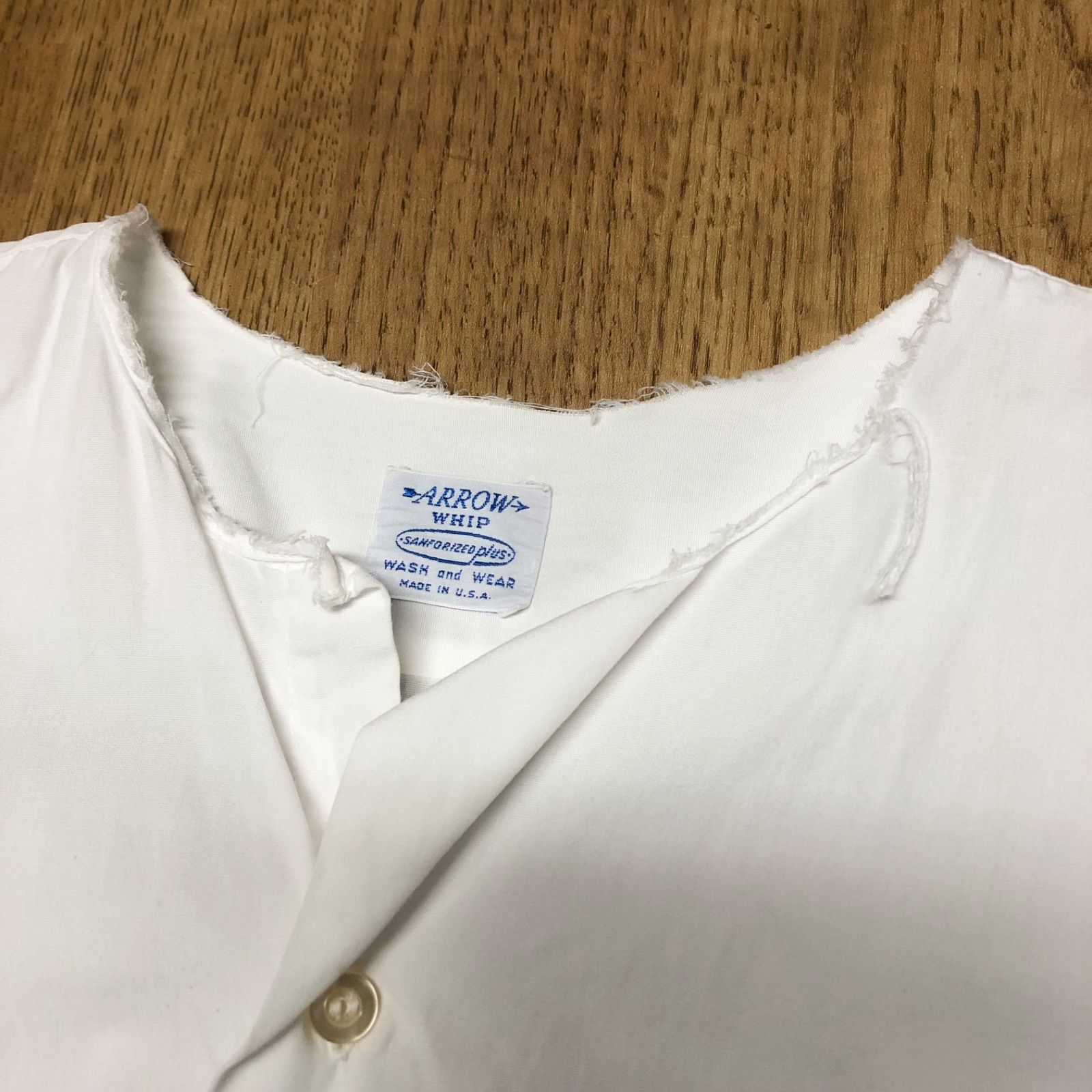 ARROW 60's 長袖シャツ ホワイト 15 1/2 ヴィンテージ ビンテージ60's70's○ARROWリブフロントプリーツドレスシャツ白