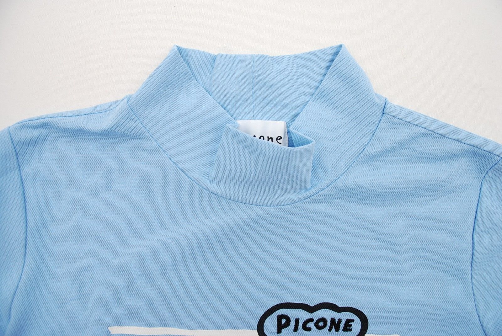 coco 中古 ピッコーネクラブ PICONE CLUB レディース 長袖シャツ (M) Ⅰ 水色 モックネック  プリント×スパンコール coco 中古 ピッコーネクラブ PICONE CLUB レディース 長袖シャツ