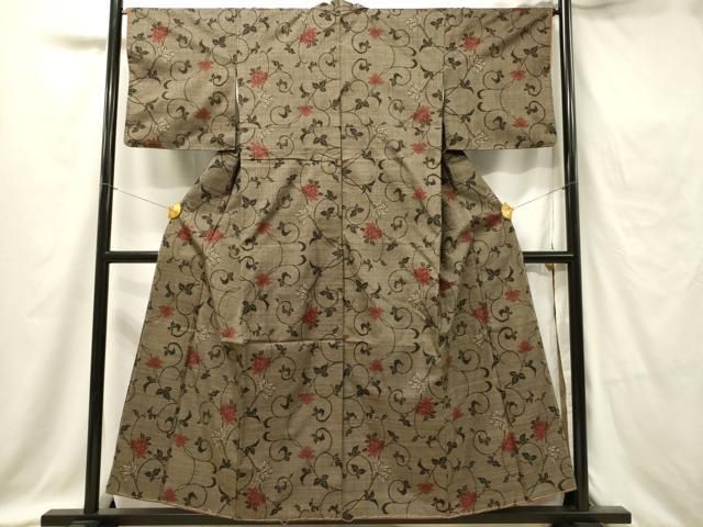 平和屋着物●本場大島紬　7マルキ　切嵌麻の葉吉祥文　反端付き　正絹　逸品　CAAX4610ut 平和屋着物○本場大島紬 7マルキ 切嵌麻の葉吉祥文 反端付き