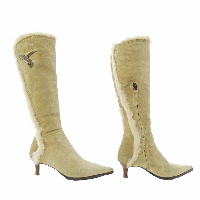 ヴィッチーニ VICINI ロング ブーツ スウェード ヒール ムートン 