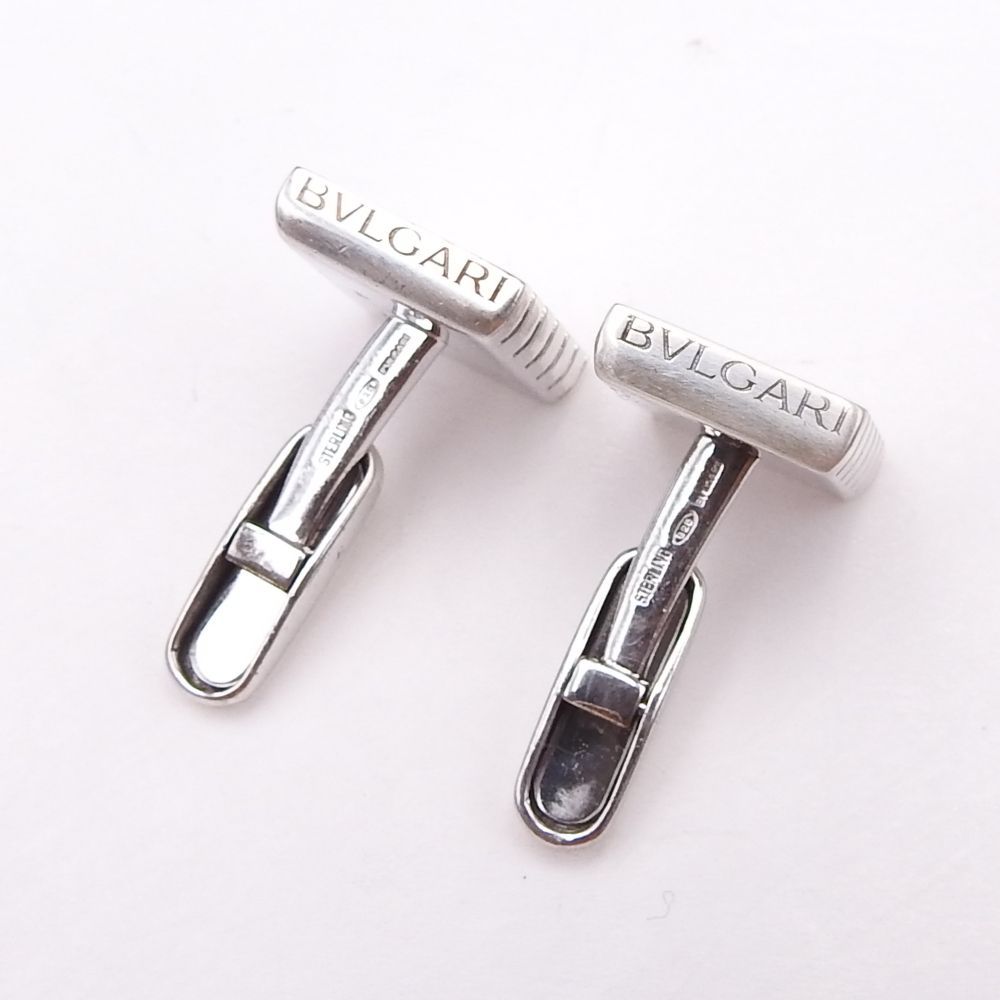 ブルガリ カフス カフリンクス SV925 スクエア カフリンク ブルー