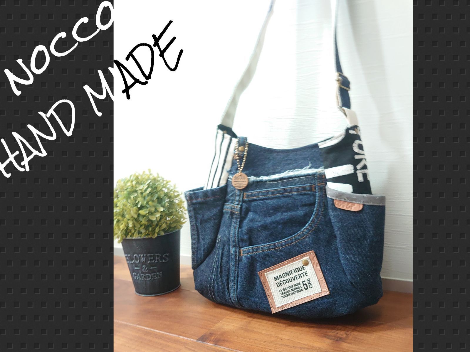 No.260【DENIM✖️leatherショルダーバッグ❤️】デニムリメイク