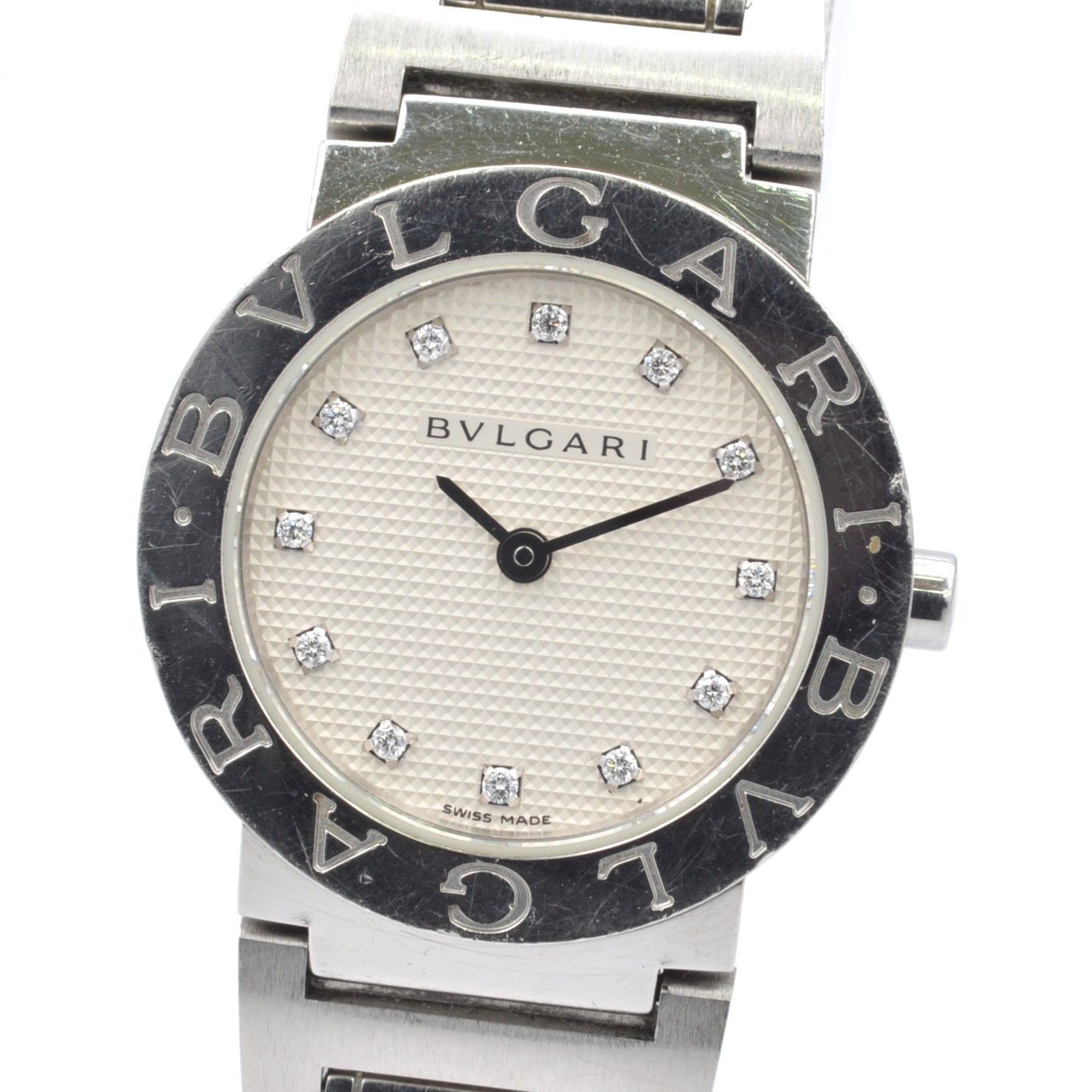 BVLGARI ブルガリ BB26SS レディース腕時計 クォーツ 白文字盤 12Pダイヤ SS シルバー
