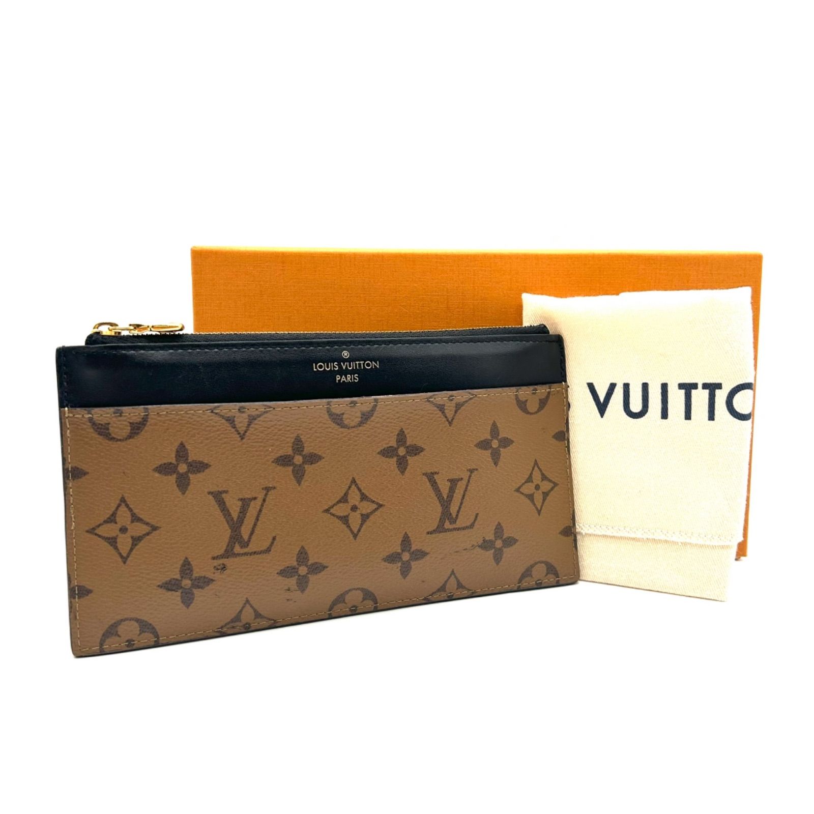 LOUIS VUITTON ルイヴィトン モノグラム リバース スリムパース フラグメントケース M80390 ミニ財布 コンパクウォレット コンパクト ウォレット 財布 メンズ レディース ユニセックス カードケース コインケース ブラウン ブラック