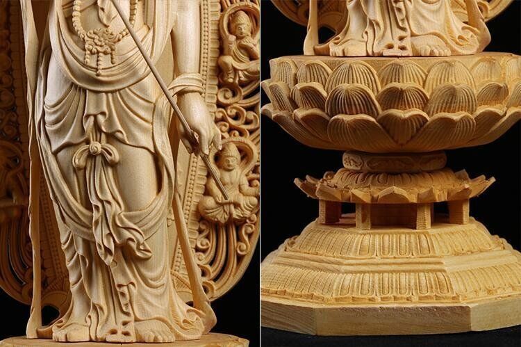 総檜材 仏教工芸品 木彫仏教 精密彫刻 極上品 仏師で仕上げ品