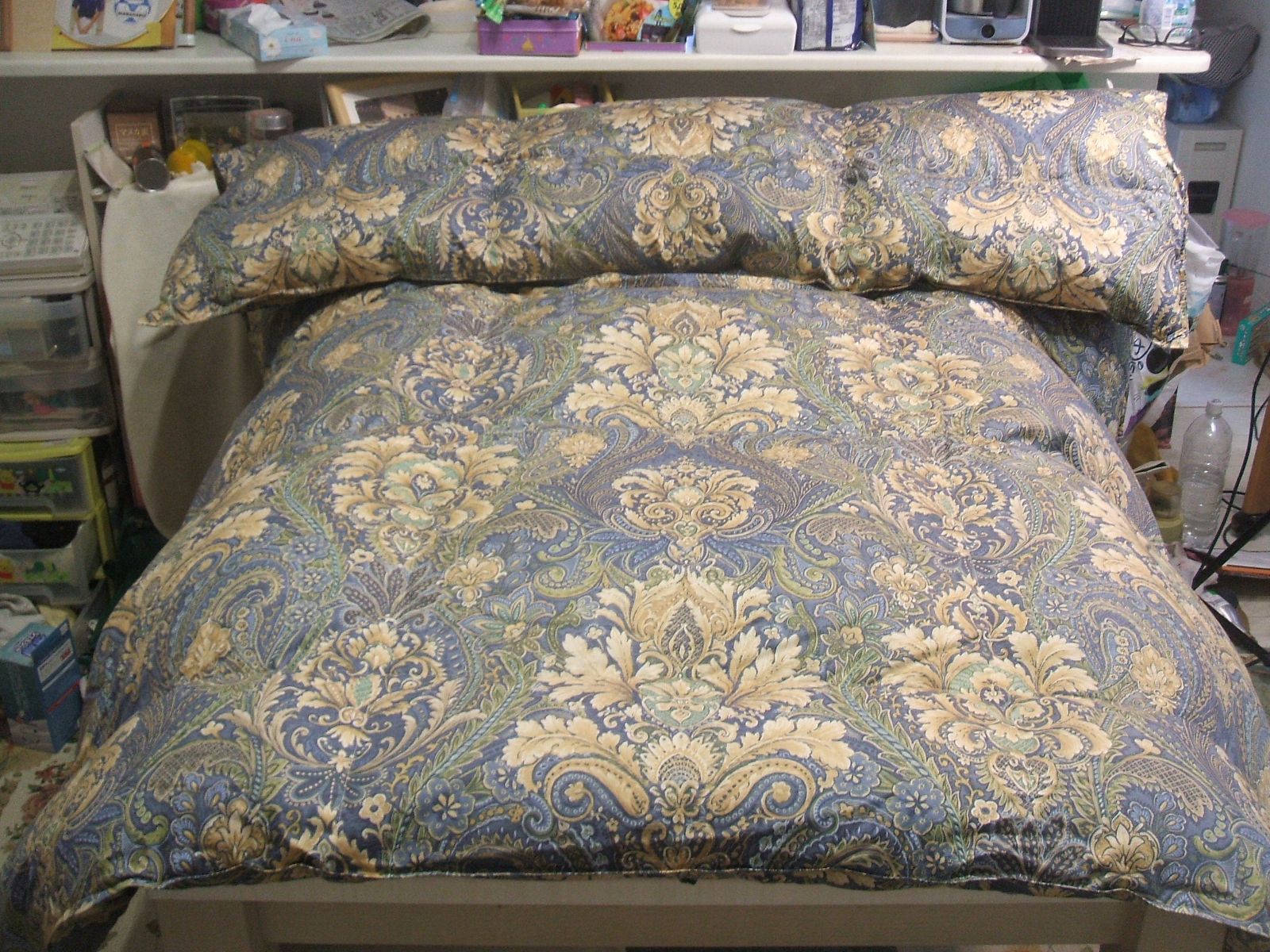 四つ星エクセル フランス増量１ ３キロ 綿１００％羽毛布団 シングル ブルー