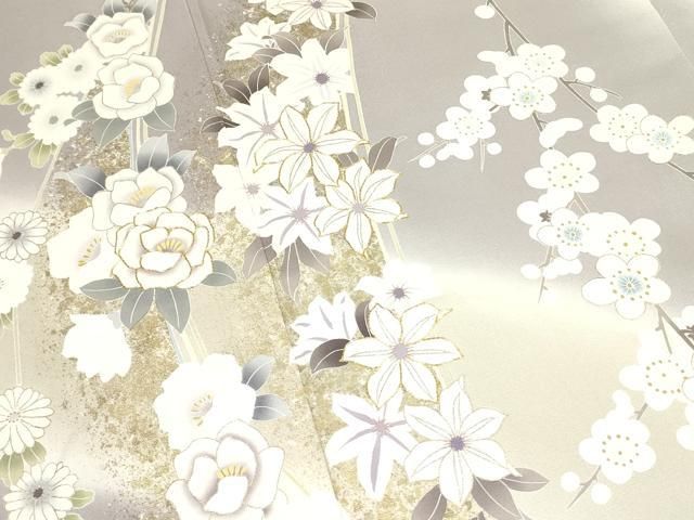 平和屋着物○訪問着 駒刺繍 風景花松文 金彩 仮絵羽 正絹