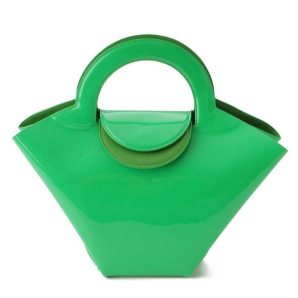 【ボッテガ ヴェネタ】Bottega Veneta　21SS DOLL ドール パテントレザー ポーチ付 ハンドバッグ 658515 パラキート 【中古】【鑑定済・正規品保証】184781