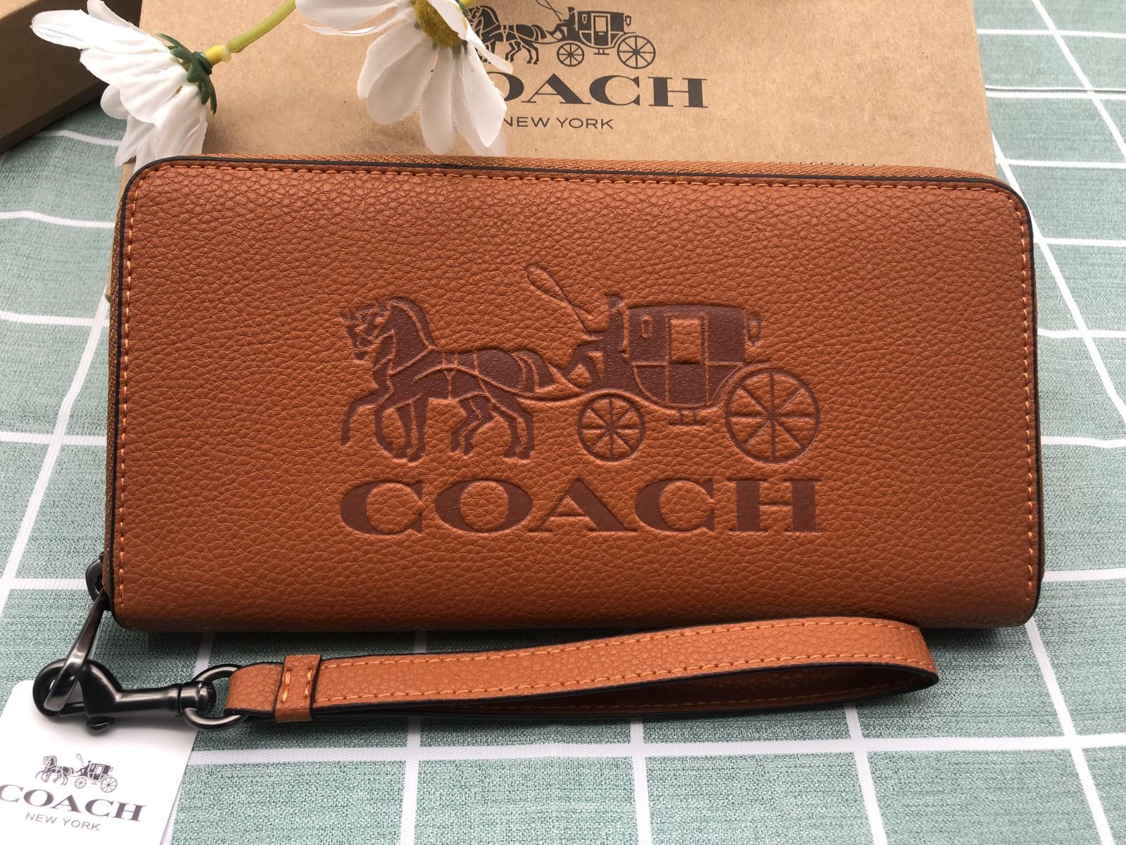 COACH  コーチ財布 長財布 プレゼント 馬車 メンズ レディース クーポン配布 新品 未使用 ラウンドファスナー レザー  ウォレット CC152