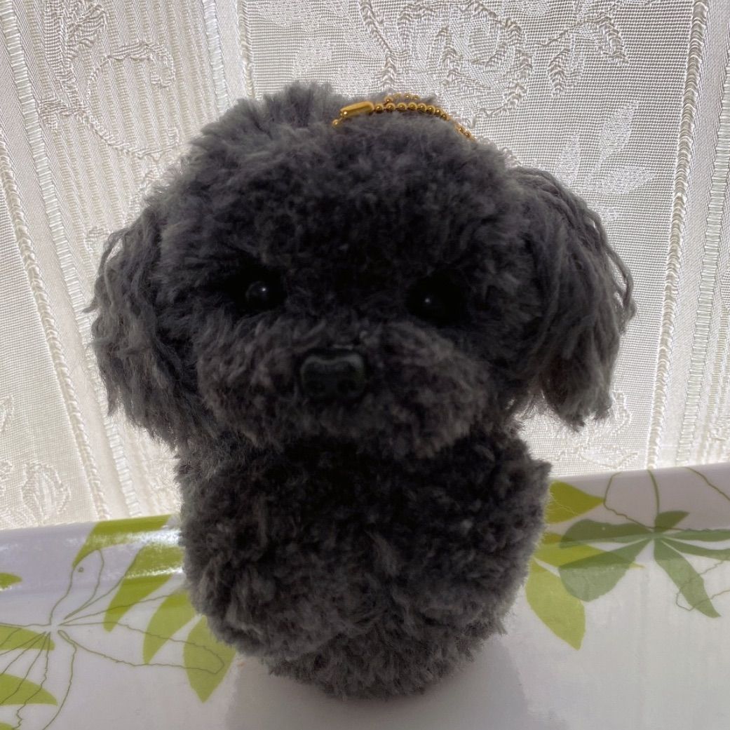 メルカリshops トイプードル グレー 二頭身 犬ぽんぽん 羊毛フェルト