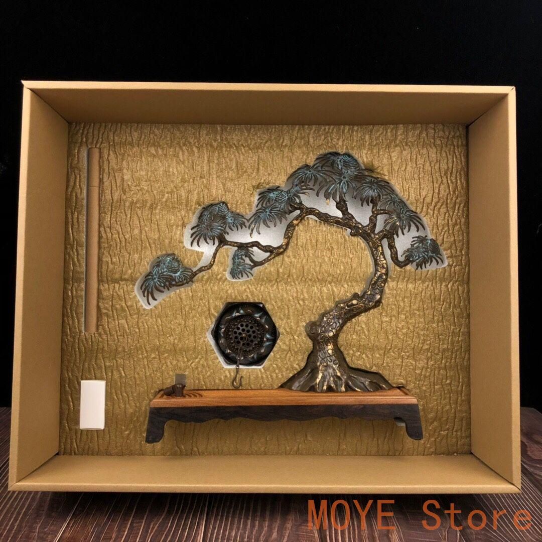 銅製 大樹蓮華弔炉 室内檀香炉 机 書斎薫香炉 香道具 工芸品 置物