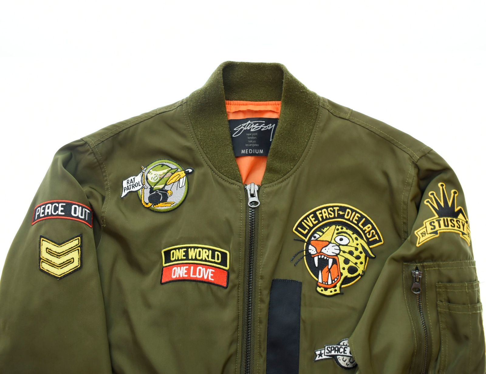 STUSSY Schott 限定コラボ MA-1 ブルゾン Mサイズ 最安値 STUSSY × SCHOTT 限定コラボMA-1 希少