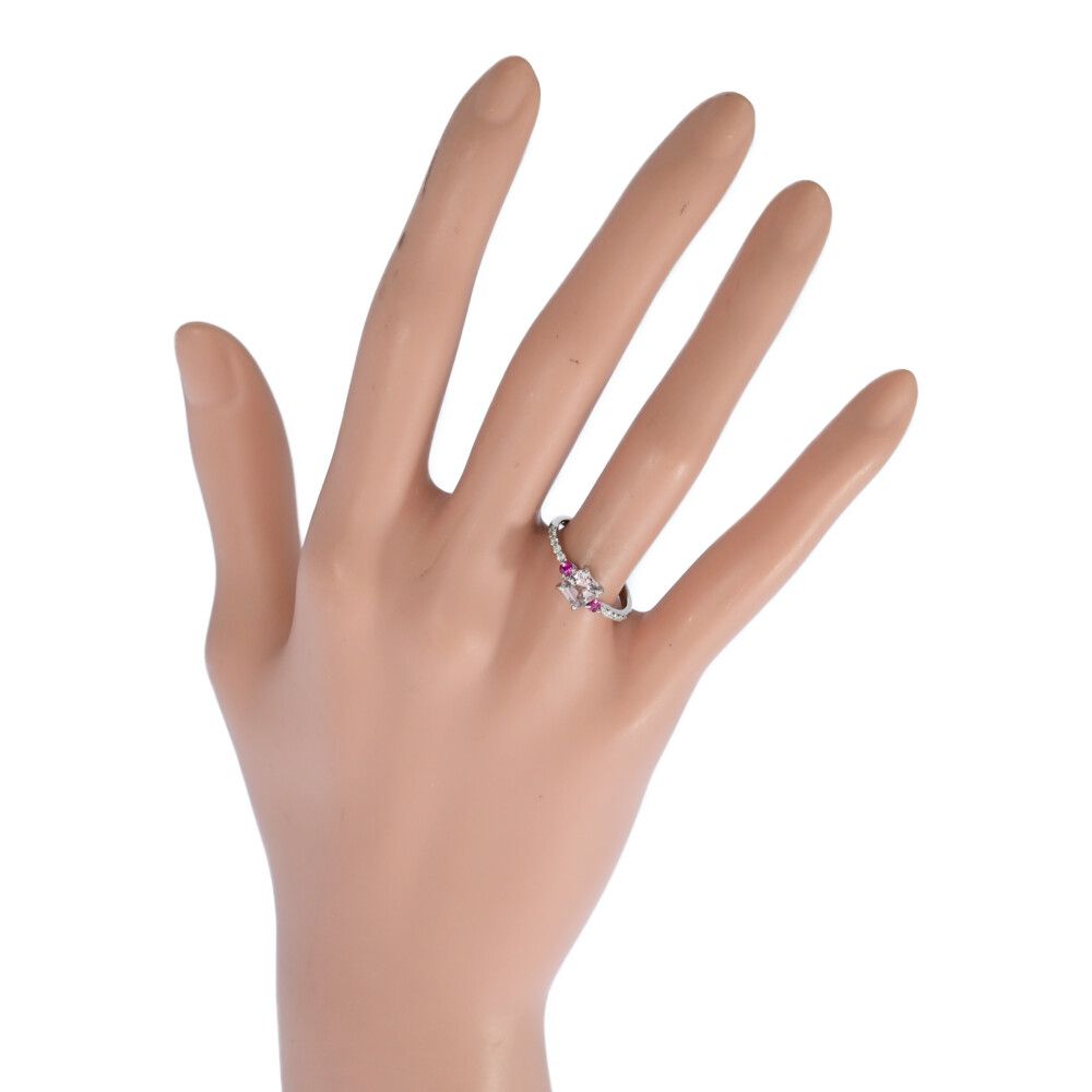 9/美品 Pt900 モルガナイト0.92ct ダイヤ計0.073 リング 指輪 0.65ct/FD:0.12ct/マルチストーン・9月誕生石・モルガナイト