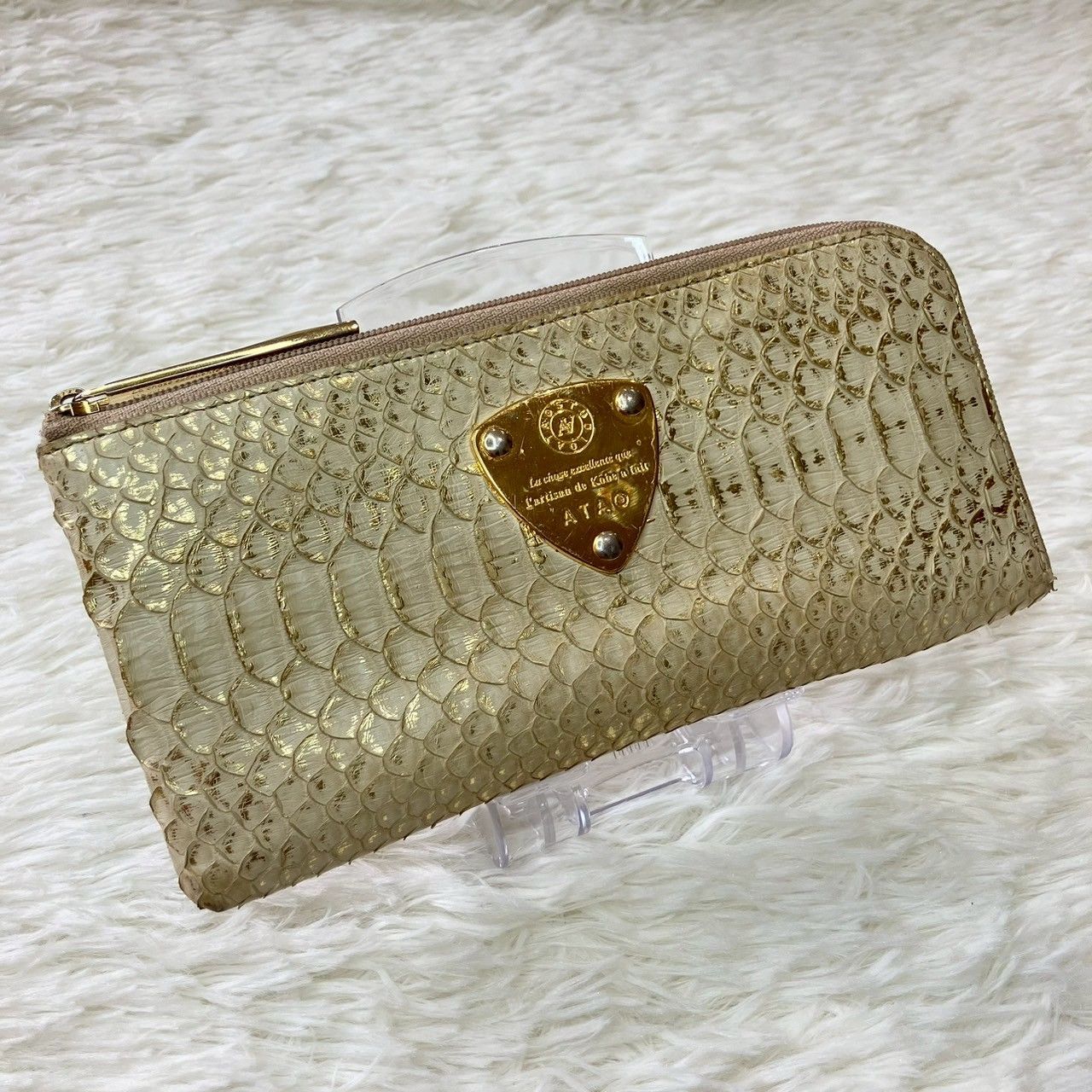 ATAO アタオ パイソン シャンパンゴールド 長財布 白蛇 L字 リュクス