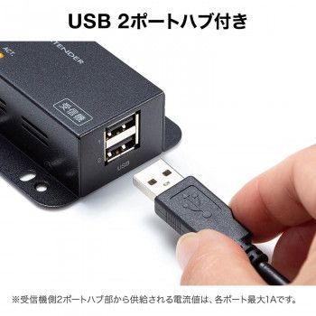 USB2.0エクステンダー 2ポートハブ付き