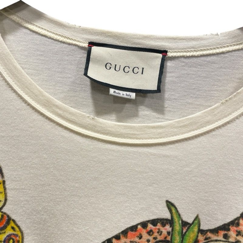 グッチ GUCCI ダメージ加工ロゴプリントTシャツ 492347