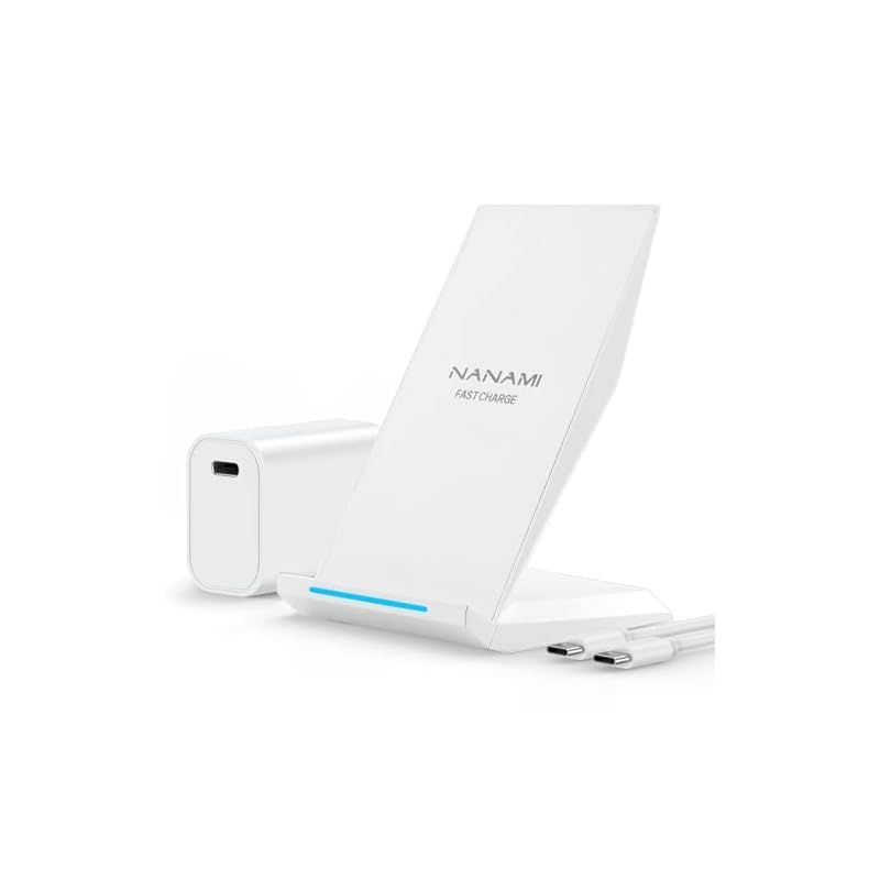 NANAMI ワイヤレス充電器 (USB-C 20W出力の急速充電器付属) Qi/PSE認証済み iPhone 16/15/14/13/12シリーズ/SE第三世代/11(Pro)/Xs(Max)/XR/X/8(Plus) Galaxy S25/S24/S2 0