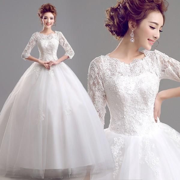 ウエディングドレス 長袖 二次会 ウェディングドレス 安い 秋冬 結婚式 プリンセス エンパイア 花嫁 ドレス 披露宴 ロングドレ