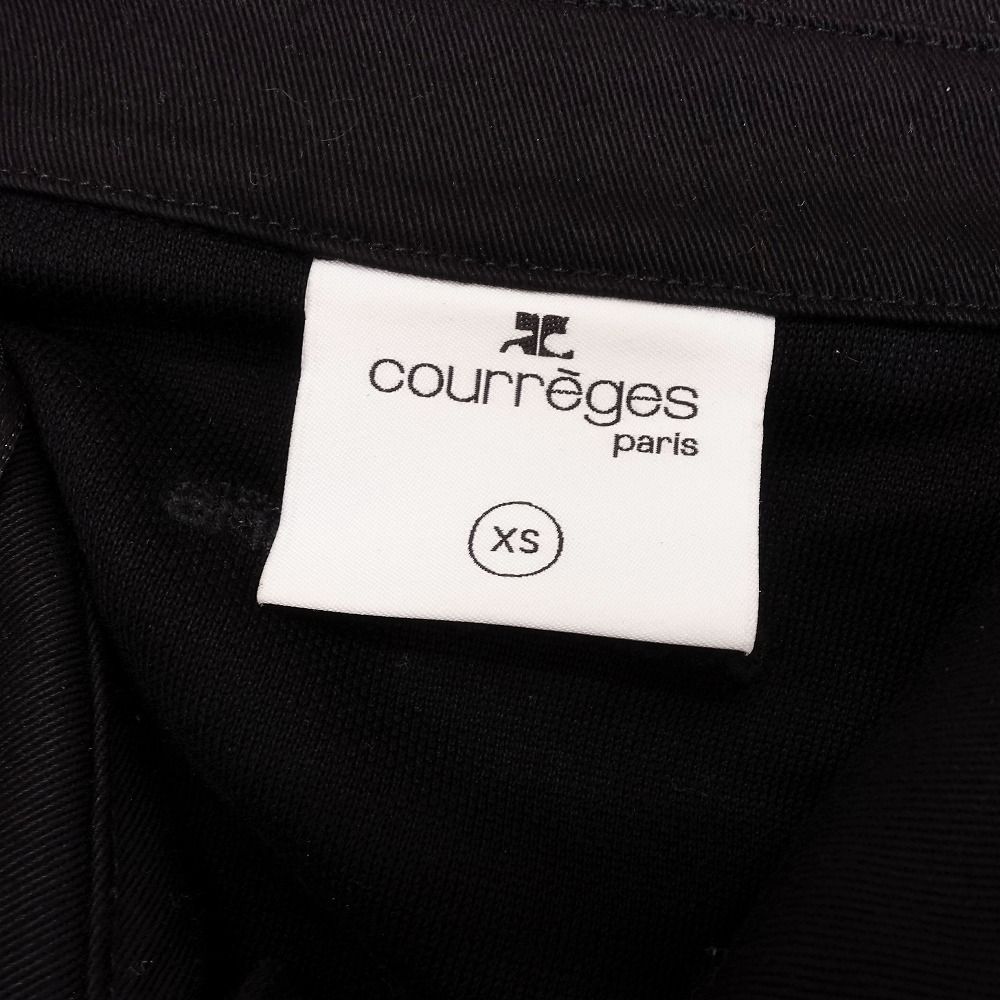 クレージュ Courreges paris ロゴ クロップド ポロシャツ 半袖 ショート丈 鹿の子 トップス XS ブラック レディース 【中古】 /TNT クレージュ Courreges paris ロゴ クロップド ポロシャツ 半袖