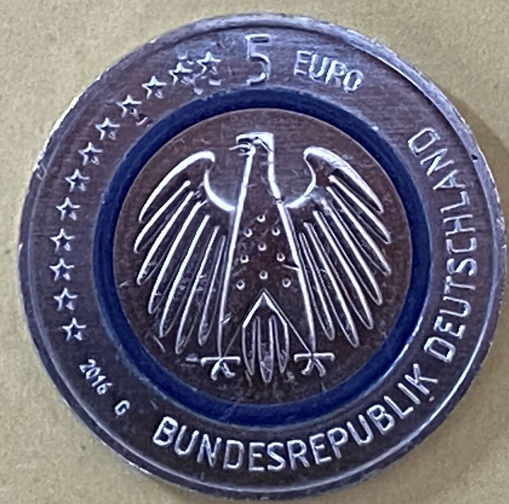 ドイツ連邦共和国　5ユーロ 銀貨　2016年ドイツ連邦銀行発行