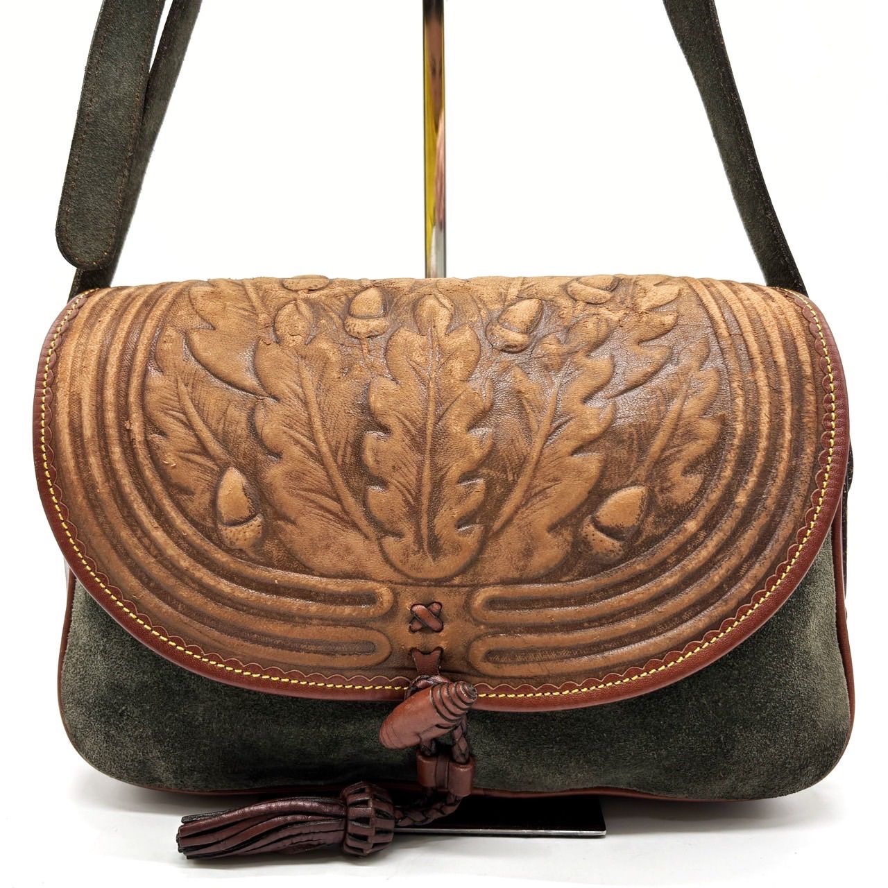 鑑定済LOEWE ブラウン ショルダーバッグ18cm 鑑定済LOEWE ブラウン ショルダーバッグ18cm 鑑定済LOEWE