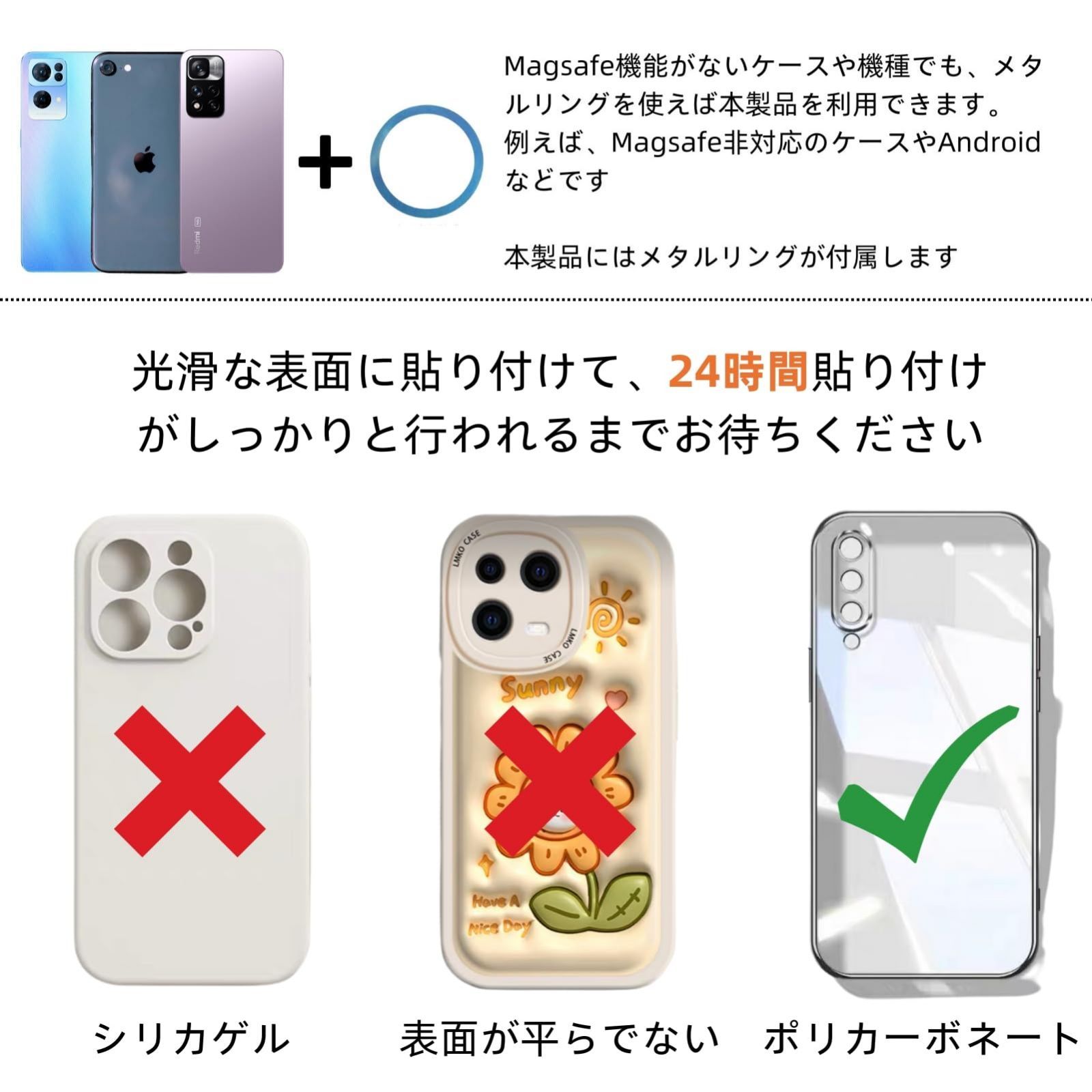 贈呈 ミッフィー スマホリング MagSafe対応 マグネット 貼付け ホワイト グレー ひょっこり 総柄 キャラクター グッズ 