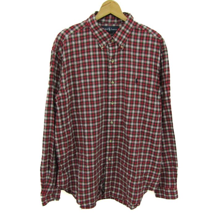 ラルフローレン 長袖シャツ チェック柄 クラシックフィット 大きいサイズ トップス メンズ XLサイズ レッド RALPH LAUREN