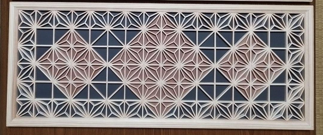 145 麻の葉組子入り 2枚一組 木製額縁