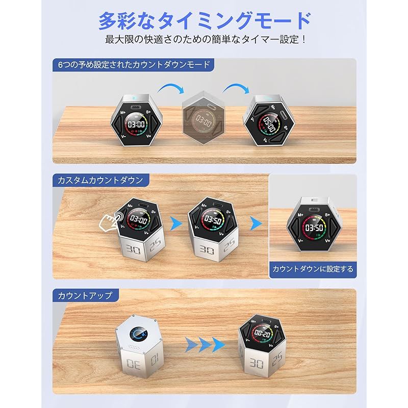 TickTime・新時代のデジタルタイマー】 正六角柱 ポモドーロ タイマー キッチンタイマー キューブタイマー 勉強 会議 スポーツテスト -  メルカリ