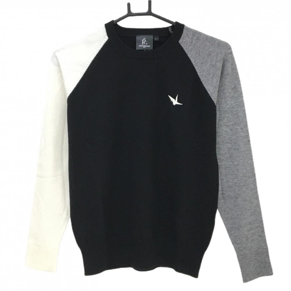 超 ウノピゥウノウグァーレトレ セーター 黒×グレー×白 バイ ニット レディース II M ゴルフウェア 1PIU1UGUALE3