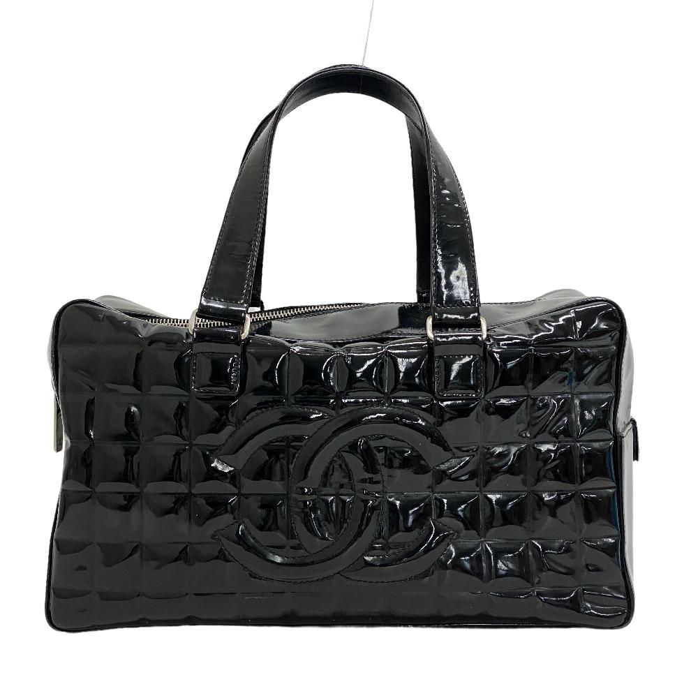 CHANEL/シャネル チョコバー パテントレザー ハンドバッグ ブラック