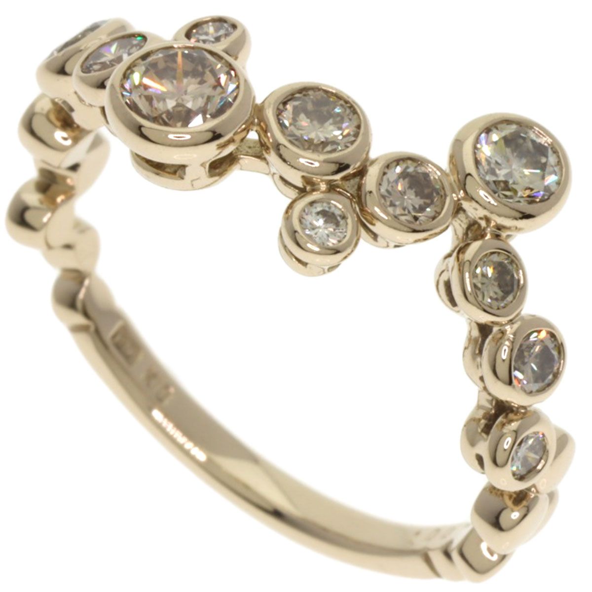 Kashikey カシケイ ベゼル ブラウン ダイヤモンド リング 指輪 K18YG レディース