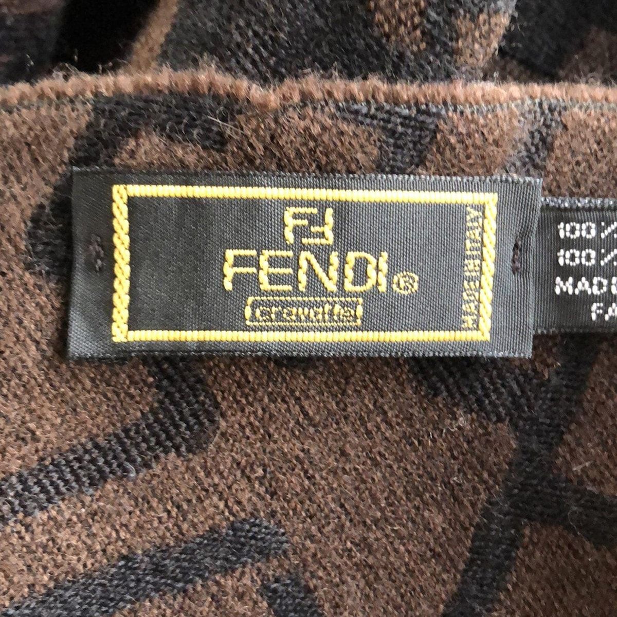 FENDI(フェンディ) マフラー - ブラウン×黒 FFロゴ ウール